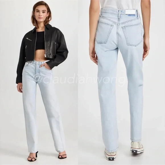 RE/DONE 90s High Rise Loose Jeans in Perfect Light Indigo Blue