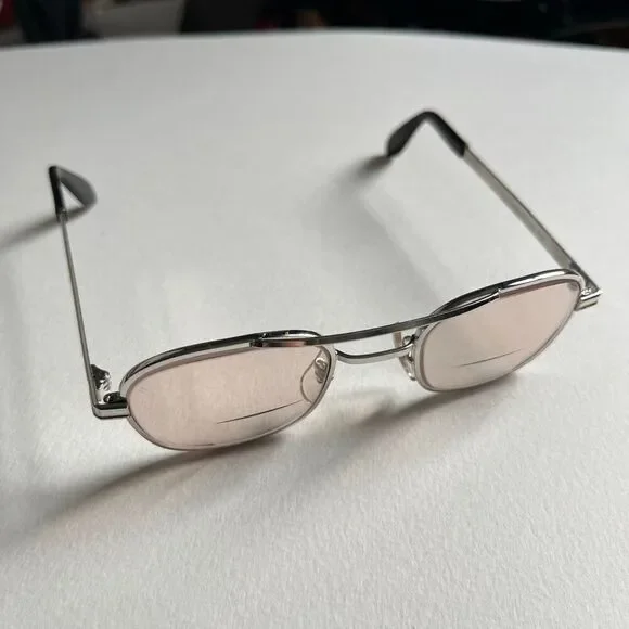 VTG Z87 ADEN USA Safety Glasses Pink Tint Bifocal Slvr Metal Frame