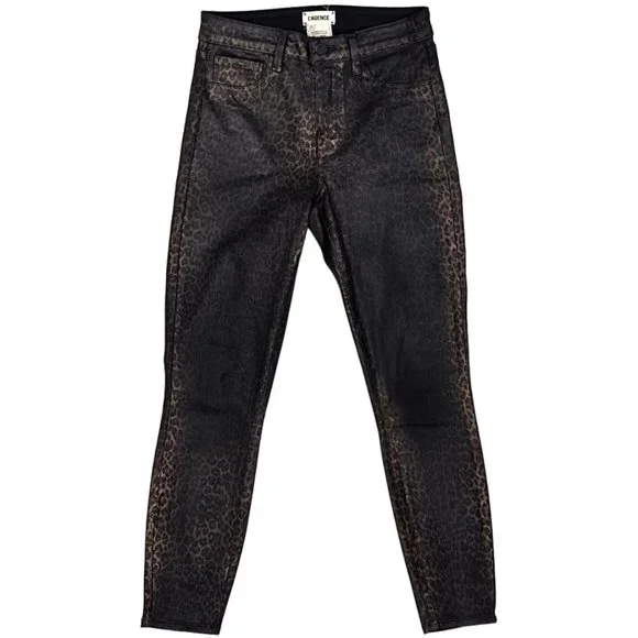 L’agence High-Rise Margot Metallic Coated Skinny Jean Black Cheetah Crackle Foil
