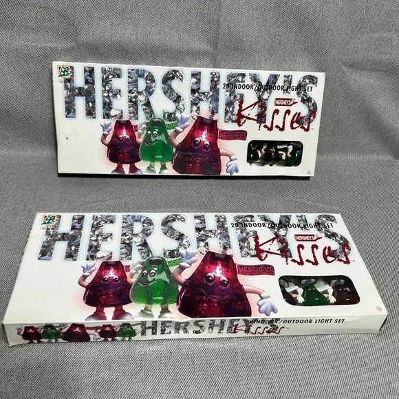 Vintage 1996 Hershey's 20 Count Kisses Novelty Light Set Christmas 2 Boxes