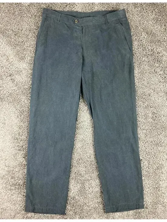 Armani Collezioni Pants Mens Black Poly Tencel Blend Dress Trousers Sz 35x33
