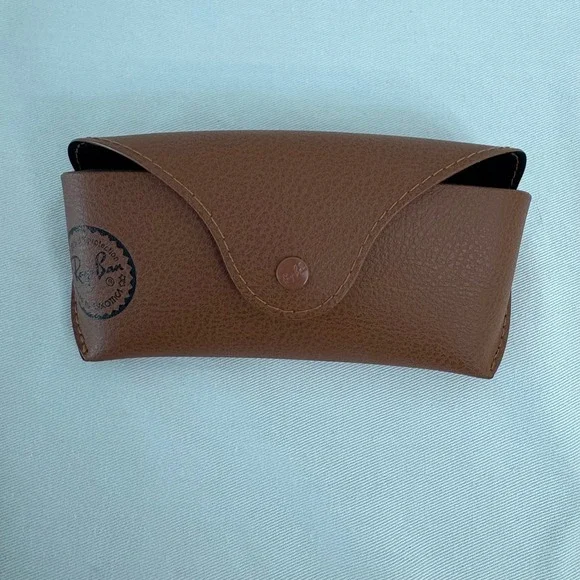 Ray Ban Brown Leather Snap Button Sunglasses Case Eyeglasses Holder for‎ Men