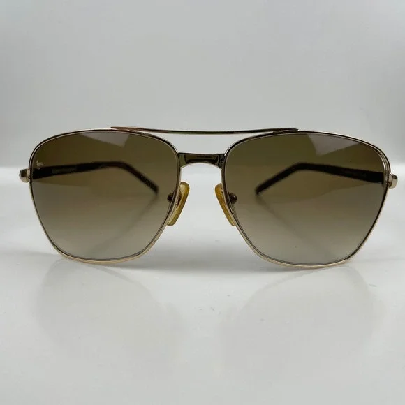 Modern Amusement Aviator Sunglasses Gradient 7s Gold/Brown Leather Y2K 59-14-130