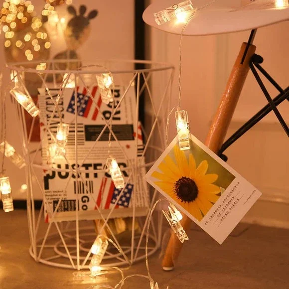LED‎ Clips Fairy Lights for Hanging Photos and Memories, 20 Warm Lights~~NWT
