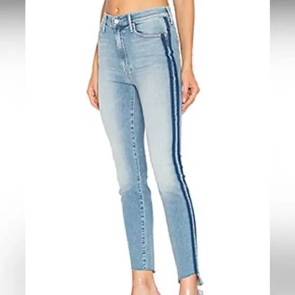 Mother stunner zip ankle step fray skinny jeans size 24