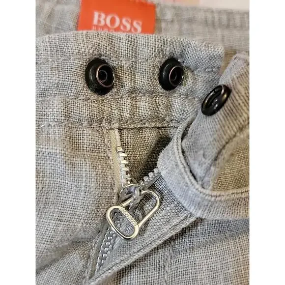 Hugo Boss Elmon casual Gray trouser pants Size 48 Linen Blend Drawstrings #CB2
