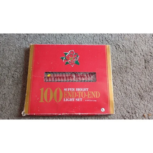 NEW CHRISTMAS LIGHTS Holiday Time 100 Super Bright End-to-End Light Set NOS