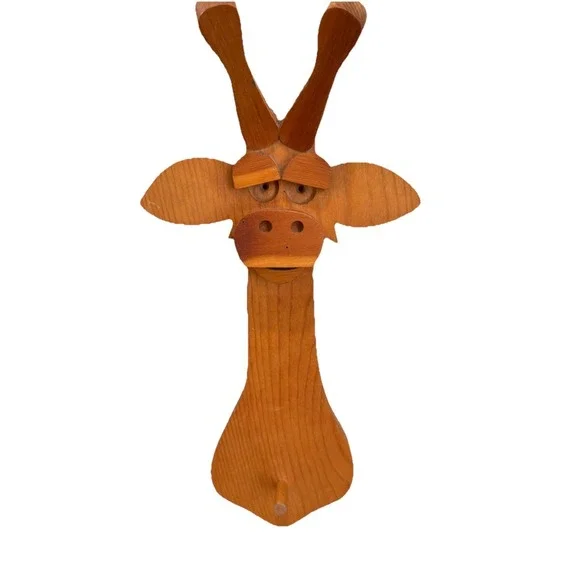 Vintage Handmade Decorative Wood Giraffe/Deer  with Hooks  wall hunger