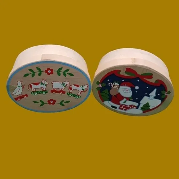 Vintage German wooden christmas  toys set of 2 box