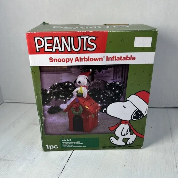 Gemmy‎ 4' Airblown Lighted Peanuts Snoopy Christmas Inflatable 1257