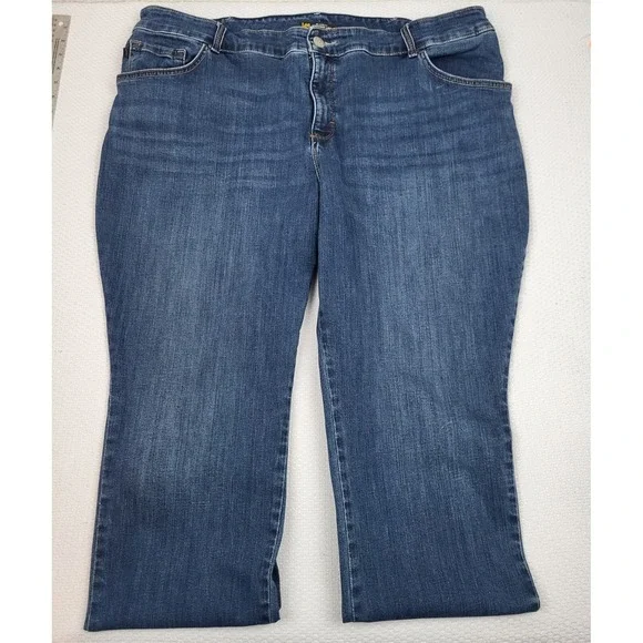 Lee Extreme Motion Jeans Womens 24 Medium Straight Leg High Rise Denim Whiskered