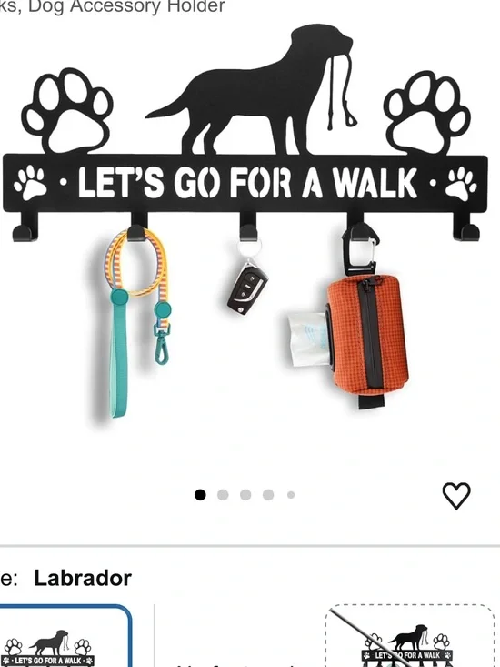 Iron Dog Leash Holder Let's Go For A Walk Black NEW