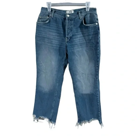 EUC We the Free Ripped Hem Straight Leg Jeans Size 29