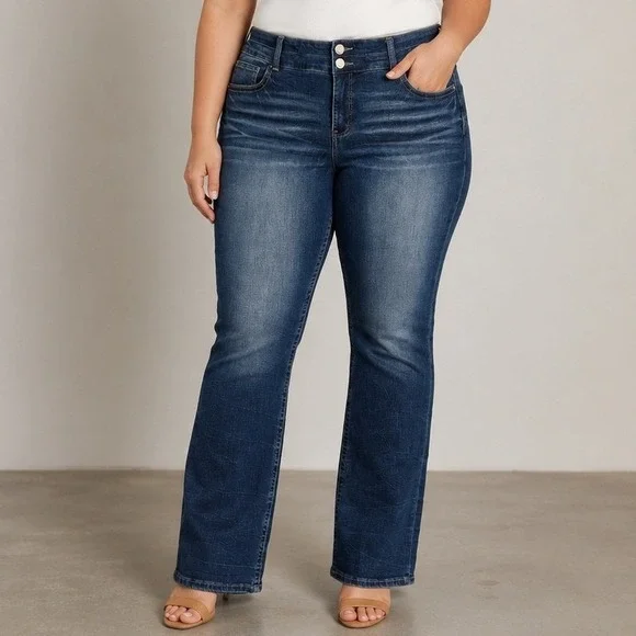 BKE Gabby Bootcut Jean 36 Blue High Rise Curvy Fit Dark Wash