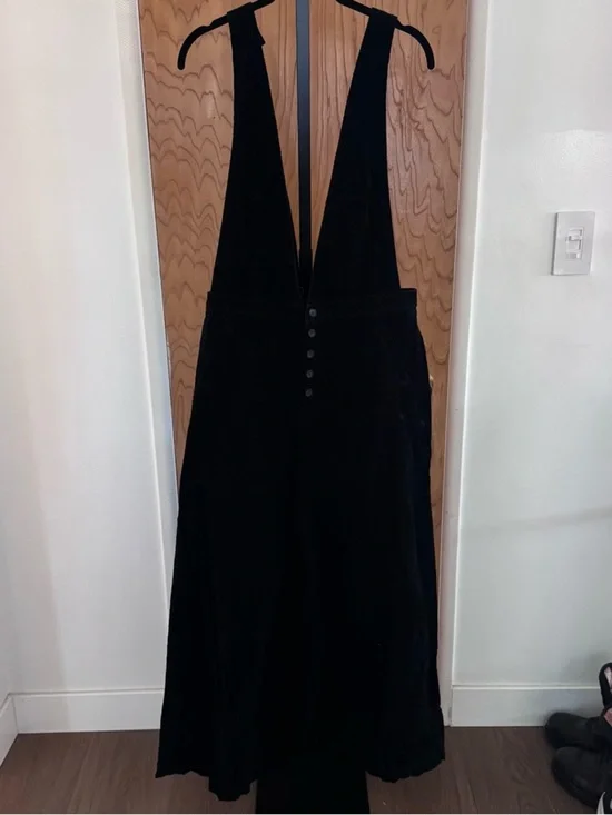 Free people Black corduroy overall with Button Front wide legs size 26
