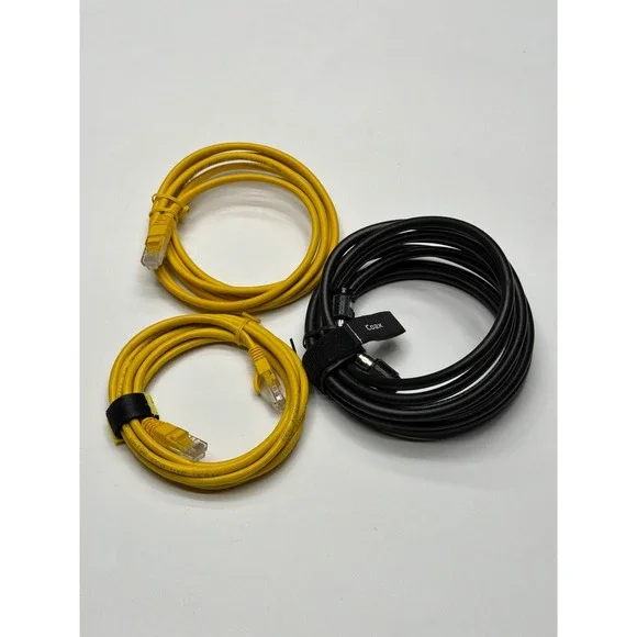 Lot of 2 Yellow Ethernet Cat 5e Cables 1‎ Black Coax Cable Network LAN