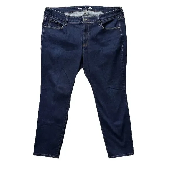 Old Navy Womens 16 Short Power Slim Straight Jeans Blue Dark Wash Mid Rise EUC