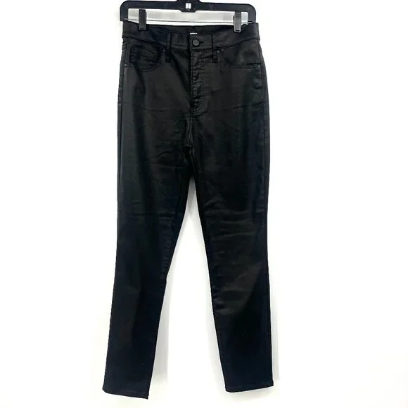 Express Black Coated Skinny High Rise Jeans Women's 6 R