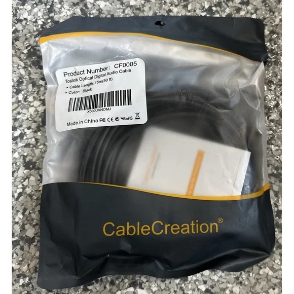 Premium S/PDIF (Toslink) Digital Optical Audio Cable, 50' Heavy Duty‎
