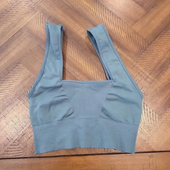 Free People Good Karma Square Neck Bra Blue/Green XS/S