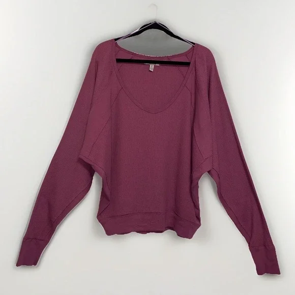 Free People Mauve Pink Rose Womens Pullover Oversized Long Sleeve Sweater Medium