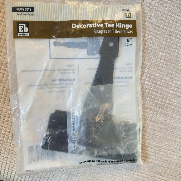 Everbilt 6 in. x 4.25 in. Black Heavy Duty Decorative Tee Hinge‎