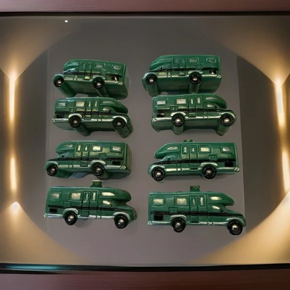 Vintage RV Camper (green) Blow Mold String Lights Covers.  Set of 8 covers only