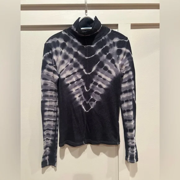 Free People Tie-Dye Turtleneck Long Sleeve Top - Size Small