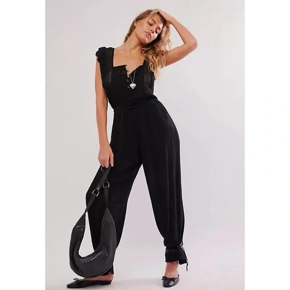 New Free People Sydney Gauze Jogger Jumpsuit Medium