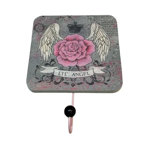 Lil’ Angel‎ Rose & Wings Wall Hook – Shabby Chic / Girly Decor