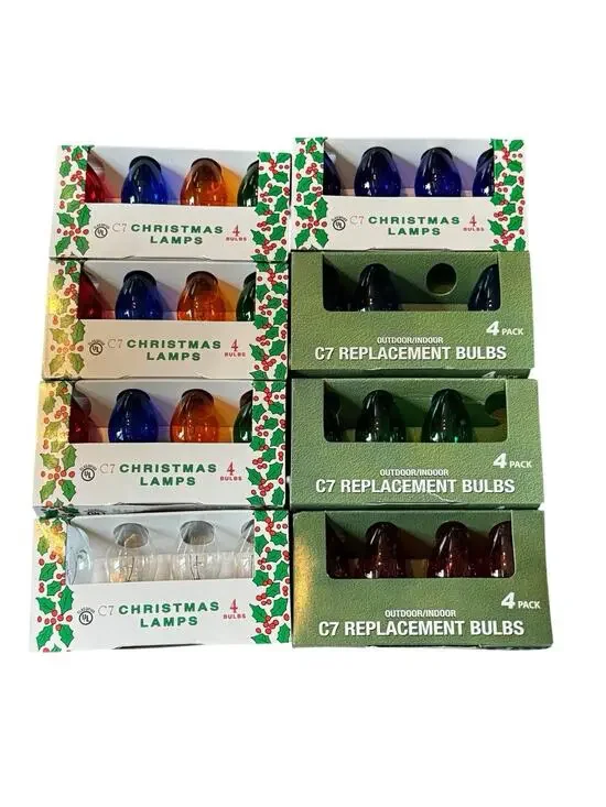 Vintage C7 Christmas Holiday Bulbs Lot 30 Multi Clear Replacement Lamps READ