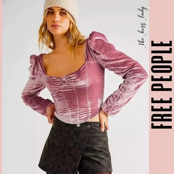 Free People corset top velvet crop top