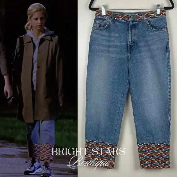 Rare Multicolor Trim Cropped Jeans ASO Buffy Summers BtVS High Rise Vintage