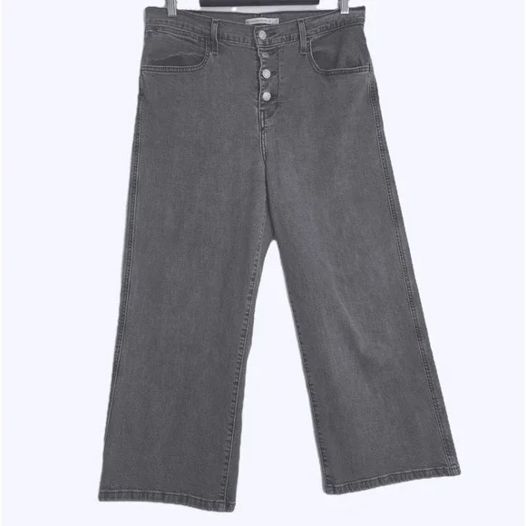Levis‎ Jeans Womens 31 Gray Mile High Cropped Wide Leg High Rise Button Fly