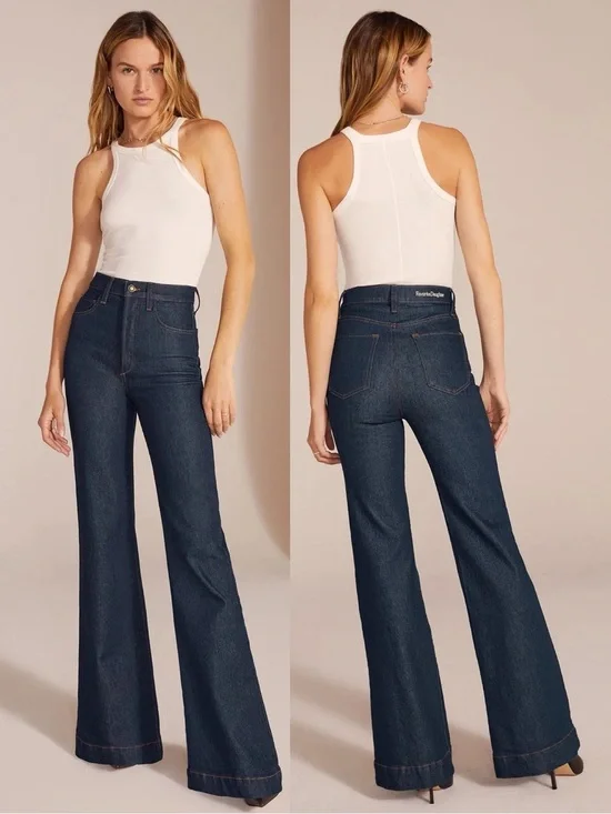 Favorite Daughter Valentina Super High Rise Flare Jeans Pepper 27 Dark Wash