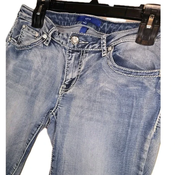 Apt 9 Womens‎ Denim Jean Pants Bling Buttons Accent Pockets