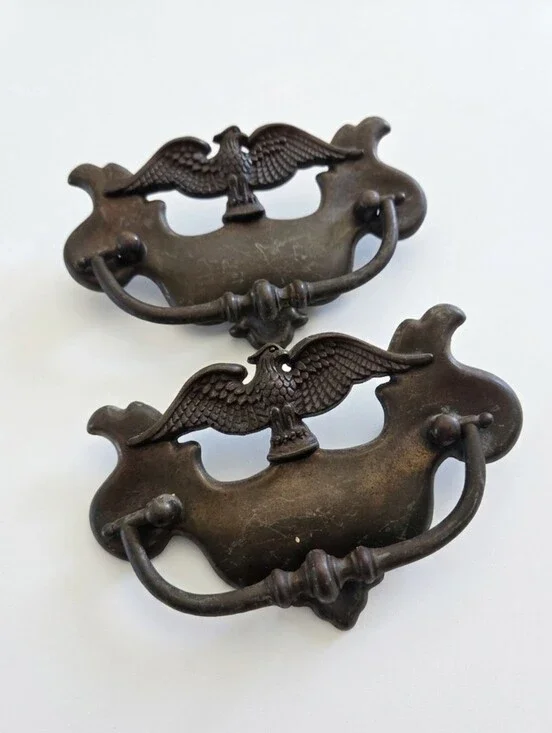 Vintage Pair of American Eagle Dresser Drawer Pulls, 3