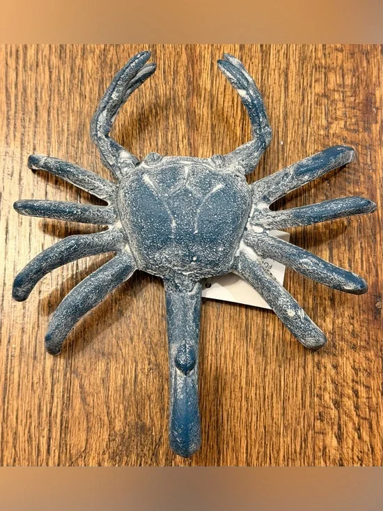 NWT Indaba Trading Coastal Cast Iron Blue Crab Wall Hook - Decorative Home Decor