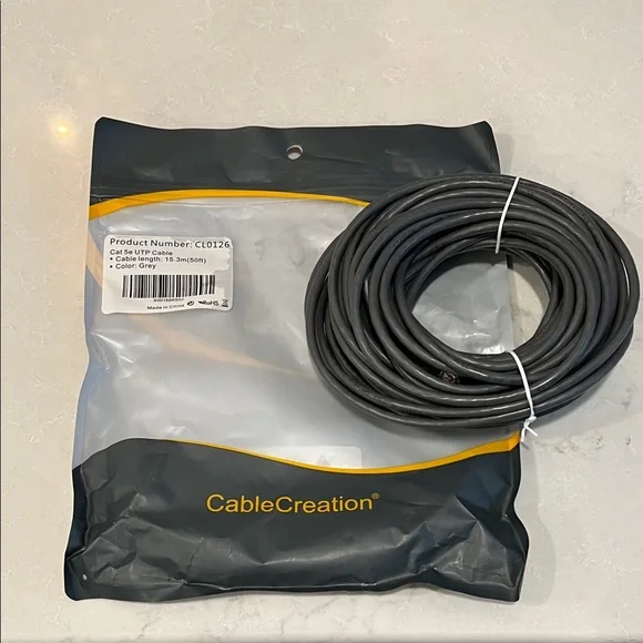 CableCreation Cat 5e UTP Cable 15.3 (50 ft) Grey NWT