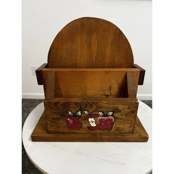 Vtg Handmade Wooden Cottagecore  Farmhouse Paper Plate Napkin Holder Grannycore