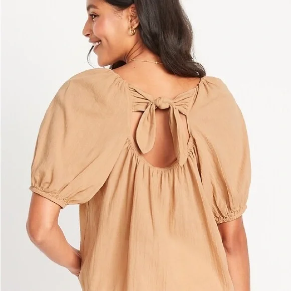 Old Navy Puff Sleeve Tie Back Blouse