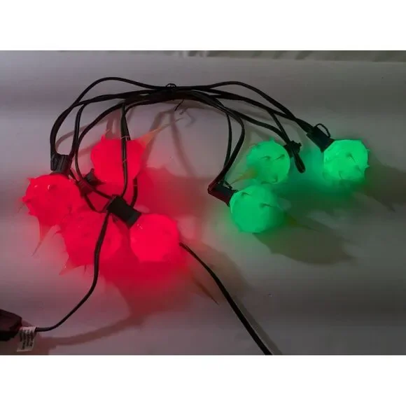 Vntage Crazy Glow 2 SET/7 Silicone Dip Christmas string Lights Red‎ Green Grinch
