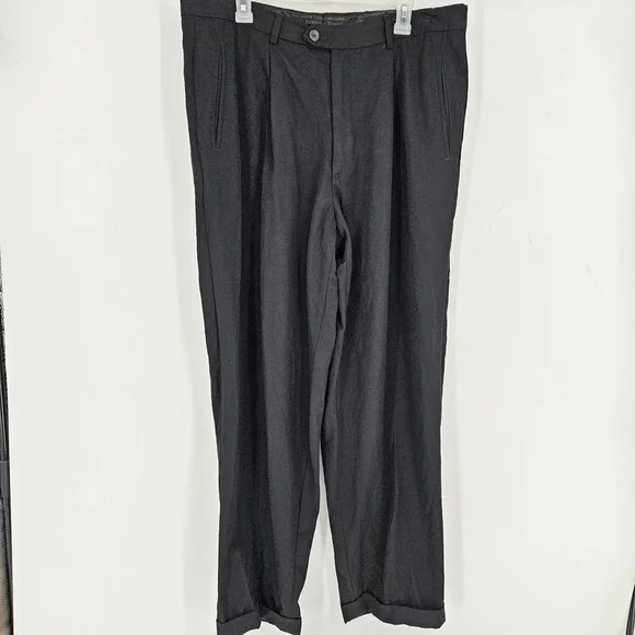 Ermenegildo Zegna Pants Mens Size 56 Black‎ Trousers Wool Blend Casual Preppy