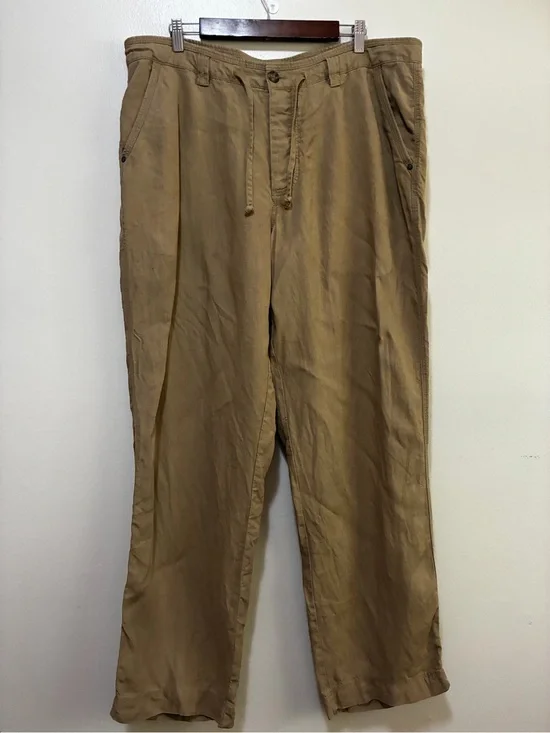 Murano Baird McNutt Irish Linen Men's Drawstring Chino Pants Khaki Brown