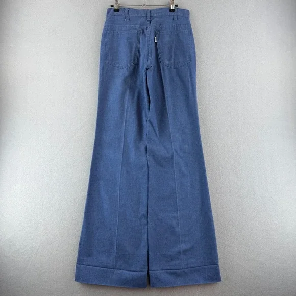 Vintage Levis Pants Mens Fits 29x35 Blue Early 70s 1972 Bell Bottoms Chambray