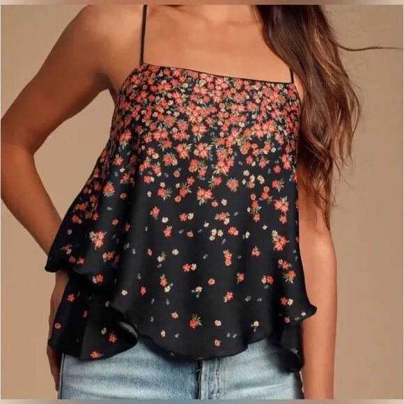 Free People Intimates Tiered Floral Camisole Small