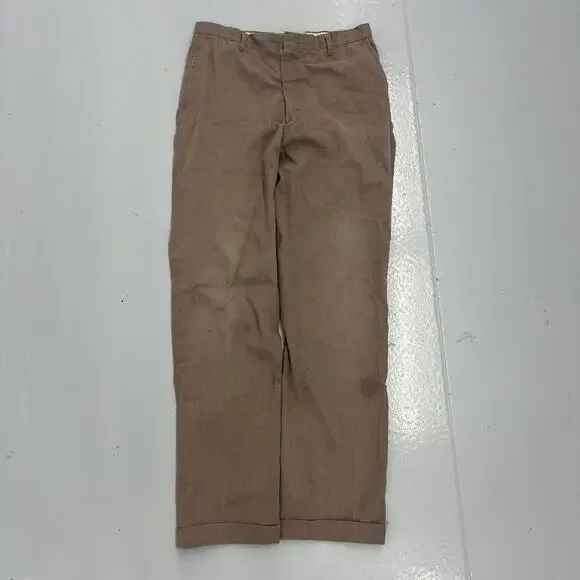 Vintage 60s Brown Sanforized Workwear Chinos 30x31