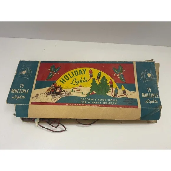 Vintage Holiday Blue Lights 15 Count Christmas Tree Lights