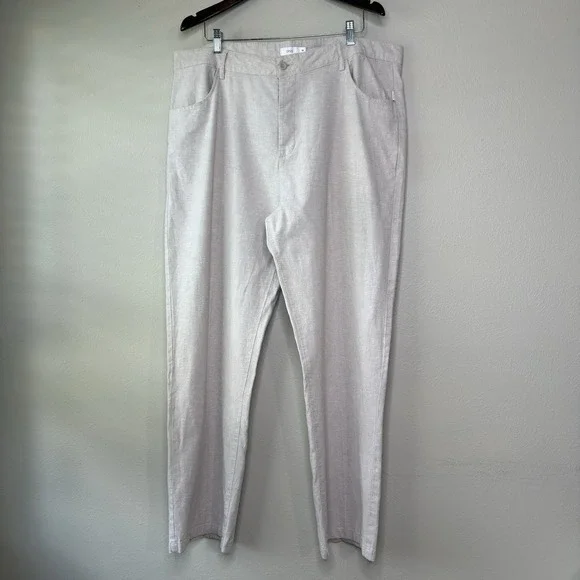 Onia Mens 38x32 Linen Cotton Pants Cream Button Fly Straight Lounge Resort Beach