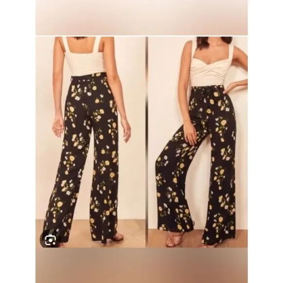 Reformation Starry Pant in a Floral Piazza Print. Wide leg floral boho pants
